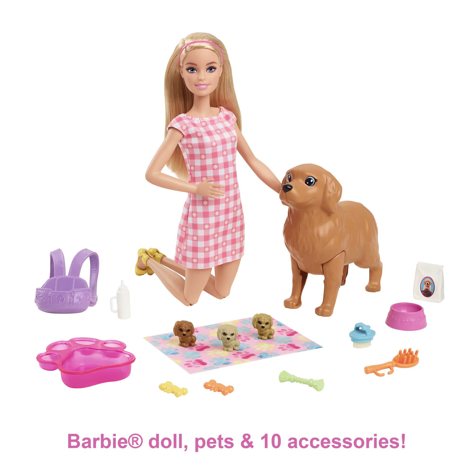 Barbie Newborn Pups Playset With Doll & Animal Toys - Image 5