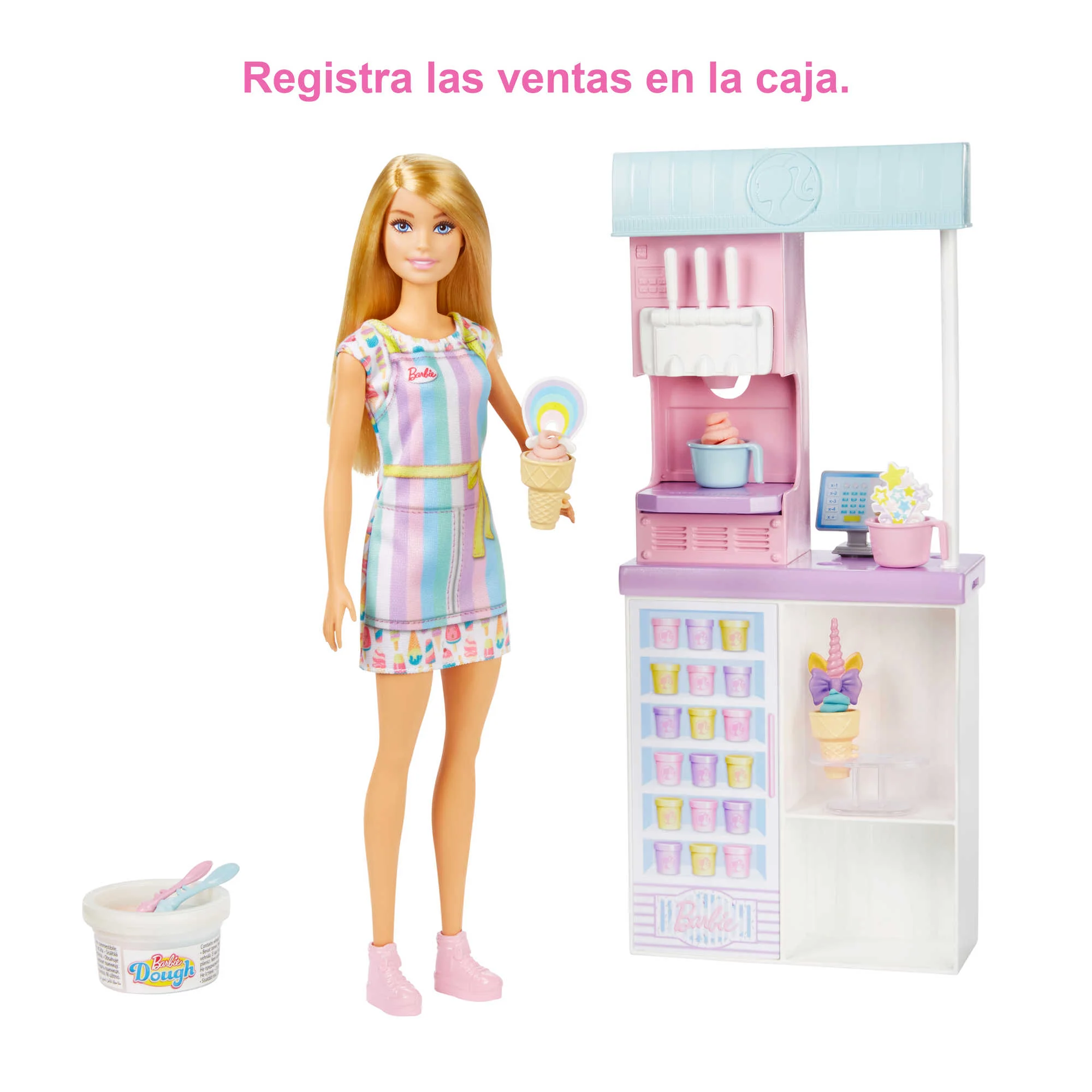 Conjunto De Juego De Heladería De Barbie Con Muñeca Rubia De 30,48Cm, Heladería, Función De Hacer Helados Y Piezas De Juego Realistas - Image 5