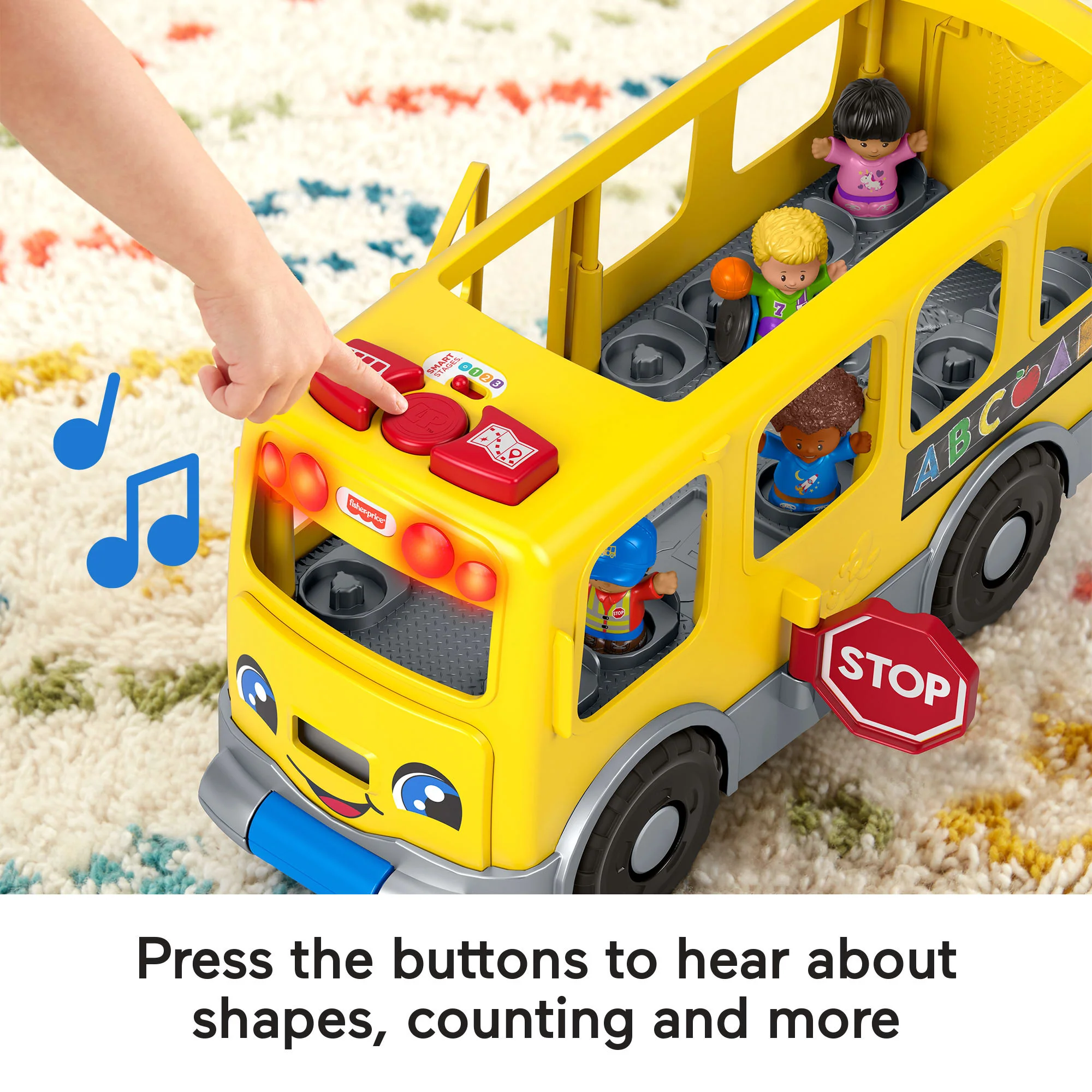 Fisher-Price Little People Big Yellow School Bus, Musical Pull Toy For Toddlers - Image 3