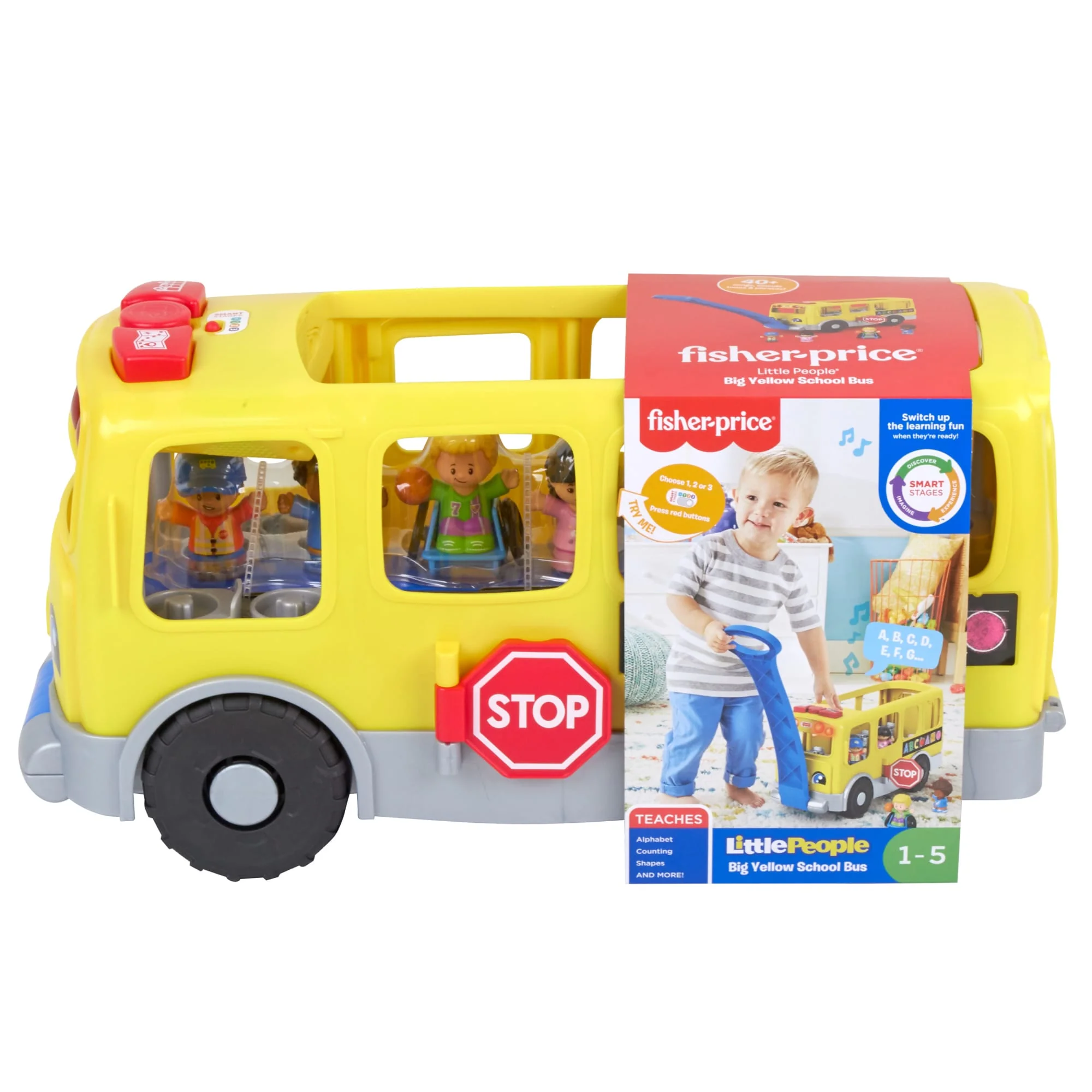 Fisher-Price Little People Big Yellow School Bus, Musical Pull Toy For Toddlers - Image 6