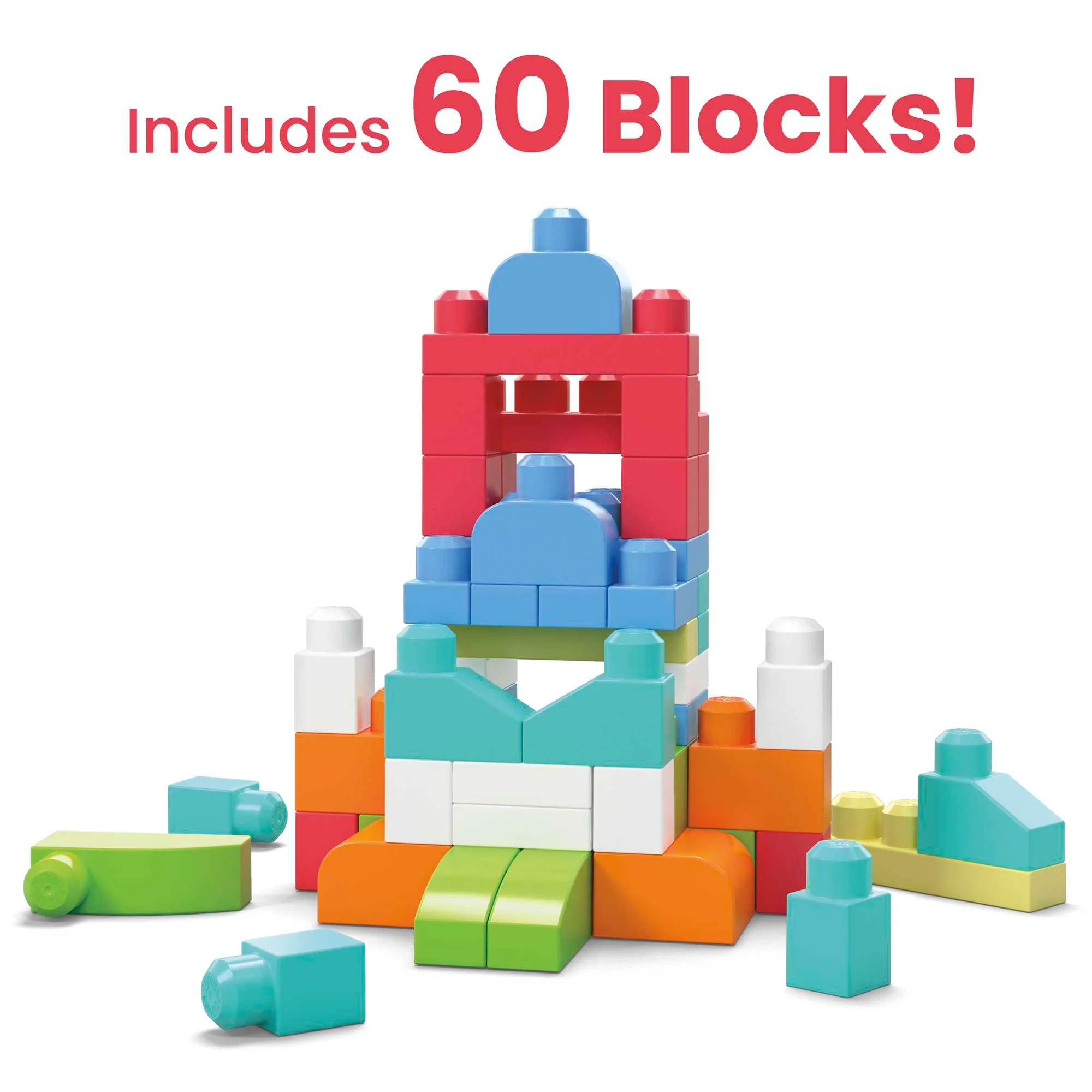 MEGA BLOKS First Builders Big Building Bag Toy Blocks With Storage Bag (60 Pieces) For Toddler - Image 3