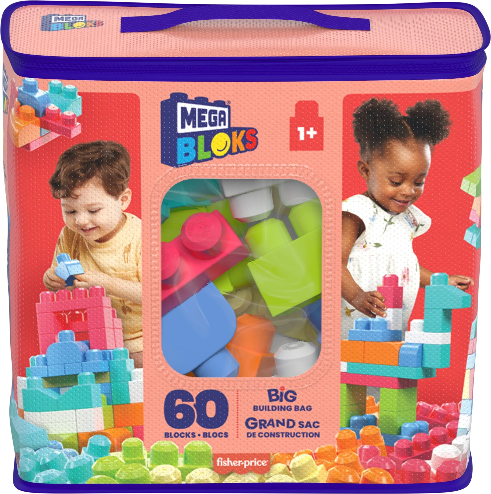 MEGA BLOKS First Builders Big Building Bag Toy Blocks With Storage Bag (60 Pieces) For Toddler - Image 6